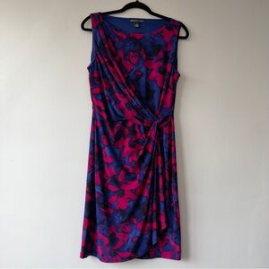 American Living Purple & Fuchsia Floral Wrap Midi Dress